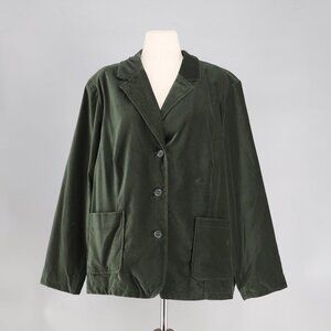 NWT DENIM & CO. Velvet Blazer in Dark Green Size 1X